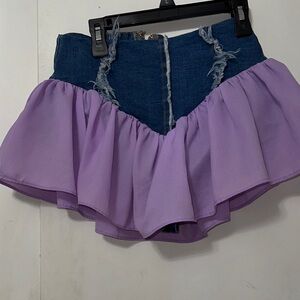 Denim and Purple Mini Skirt
